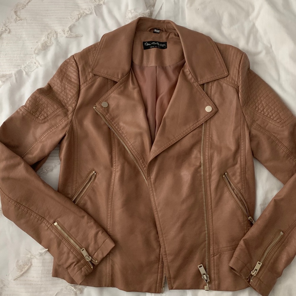 Miss Selfridge Cognac Leather Jacket